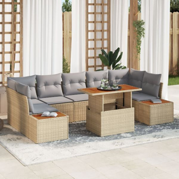 vidaXL Garten-Sofa-Set Set aus 8 Beige Rattan, 3350047, 8721158231611