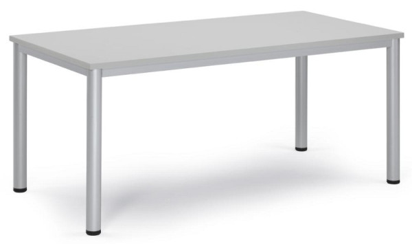 Deskin Besprechungstisch BASE-MODUL Q, Platte Dekor Lichtgrau, Gestell Alusilber RAL 9006, B 1200 x T 600 x H 720 mm, 259679