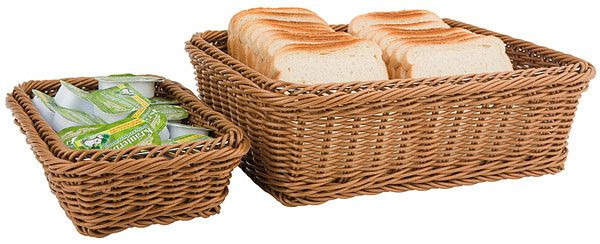 APS GN 1/1 Korb, 53 x 32,5 cm, Höhe: 6,5 cm, Polypropylen, hellbraun, mit Edelstahldraht im Rand, 40260