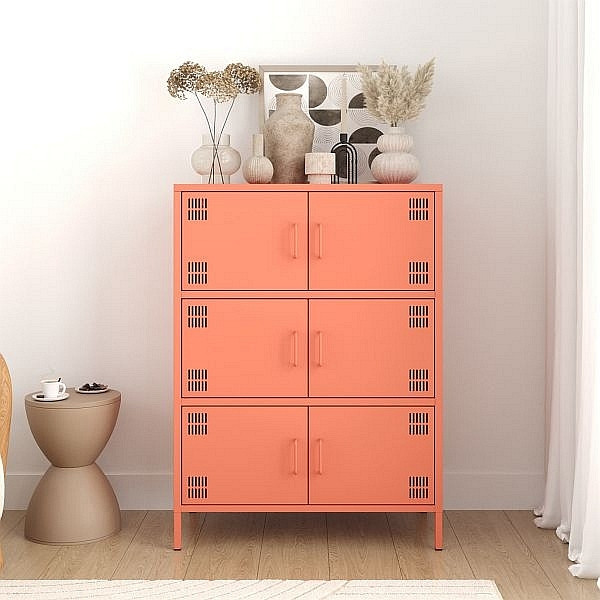 Mades Metall Möbel Pera9, Sideboard 6 Türen - 80,5 x 40 x 109,5 cm Lachsfarben, 152.68.10.108.06