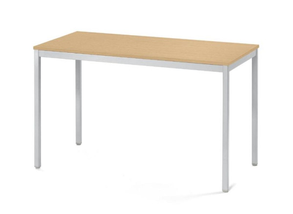 Deskin Konferenztisch PROFI MODUL, Platte Buche, Gestell Alusilber RAL 9006, B 1200 x T 600 x H 728 mm, 359370