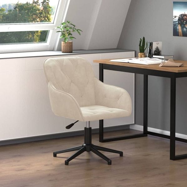 vidaXL Bürostuhl Drehbar Creme Samt, 344865, 8720287109730