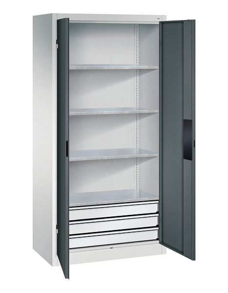C+P Werkzeugschrank Acurado, H1950xB930xT500mm, 7035/7016, 3 Einlegeböden, Traglast 110 kg, 8921-523 S10199