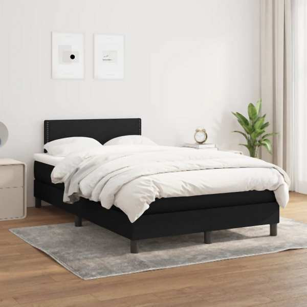 vidaXL Boxspringbett mit Matratze Schwarz 120x200 cm Stoff, 3139963