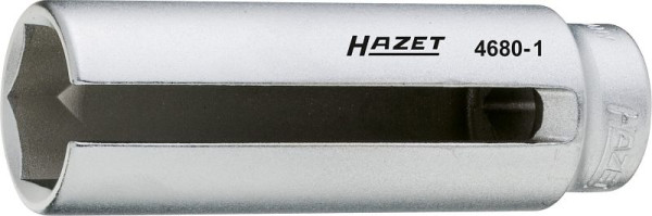 Hazet Lambda-Sonden Einsatz, Vierkant hohl 12,5 mm (1/2 Zoll), Außen-Sechskant Profil, 22 mm, Oberfläche: verchromt, Länge: 92 mm, 4680-1
