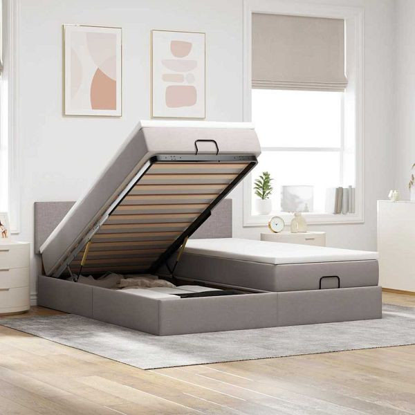 vidaXL Ottoman-Bett mit Matratzen Taupe 180x200 cm Stoff, 3311977
