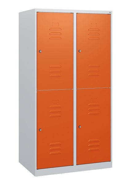 C+P Doppelstöckiger Spind Classic PLUS, 2 Abteile, 1530x800x500mm, 7035/2004, Zylinderschlösser, 0803005-22 S10031