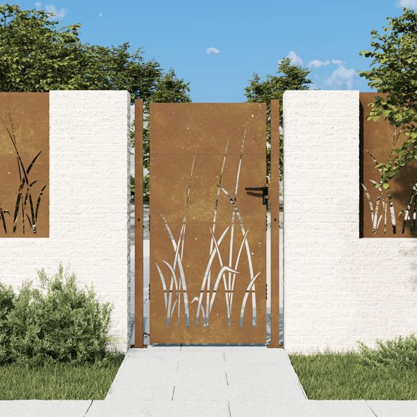 vidaXL Gartentor 105x180 cm Cortenstahl Gras-Design, 153230
