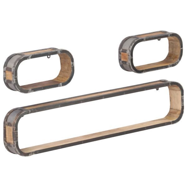 vidaXL 3-teilig Wandregal-Set Massivholz Mango, 321957, 8720286067345