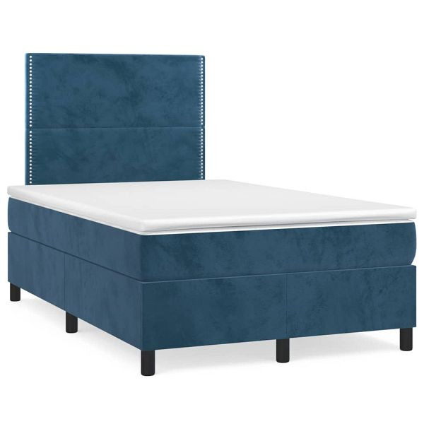 vidaXL Boxspringbett mit Matratze & LED Dunkelblau 120x190 cm Samt, 3270309