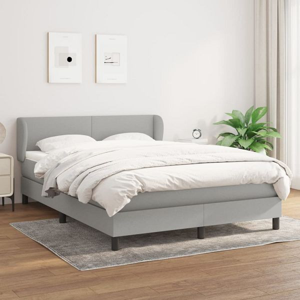 vidaXL Boxspringbett mit Matratze Hellgrau 140x200 cm Stoff, 3126085