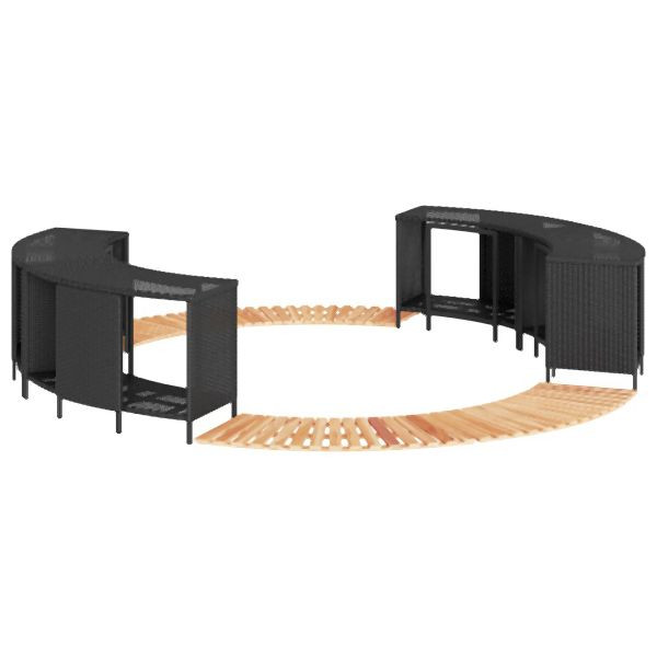 vidaXL Whirlpool-Umrandung Schwarz Poly-Rattan und Massivholz Akazie, 3270640