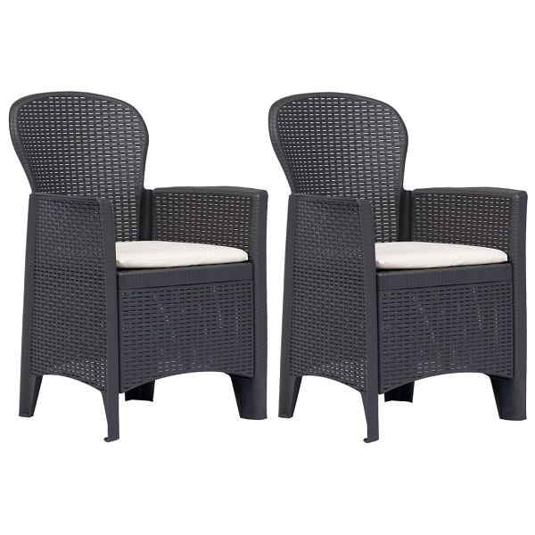 vidaXL Gartenstuhl 2 Stück mit Kissen Braun Kunststoff Rattan-Optik, 45600