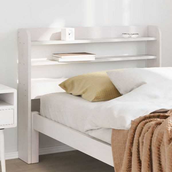vidaXL Kopfteil mit Ablagen Weiß 90 cm Massivholz Kiefer, 850963