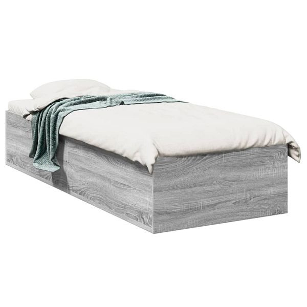 vidaXL Bettgestell Grau Sonoma 100x200 cm Holzwerkstoff, 3281054
