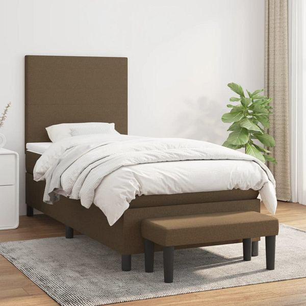 vidaXL Boxspringbett mit Matratze Dunkelbraun 100x200 cm Stoff, 3136416