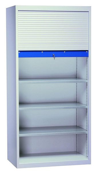 KLW Rollladenschrank, 1950 x 950 x 425 mm, Kunststoffrollladen lichtgrau, abschließbar, 4 verstellbare Fachböden verzinkt, 7RN-LE1950RK-0194XRB