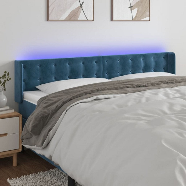 vidaXL LED Kopfteil Dunkelblau 183x16x78/88 cm Samt, 3123734
