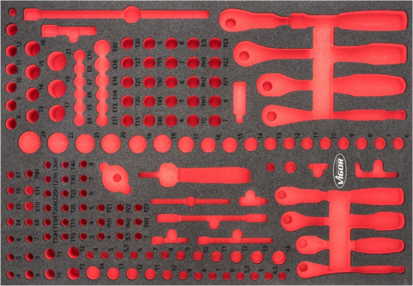 VIGOR 2-Komponenten Weichschaum-Einlagen, Einlagenmaß / Schubladengröße: L (563 x 393 x 35 mm), Verwendung: V6821, V6821-L