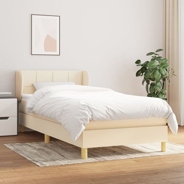 vidaXL Boxspringbett mit Matratze Creme 100x200 cm Stoff, 3126786