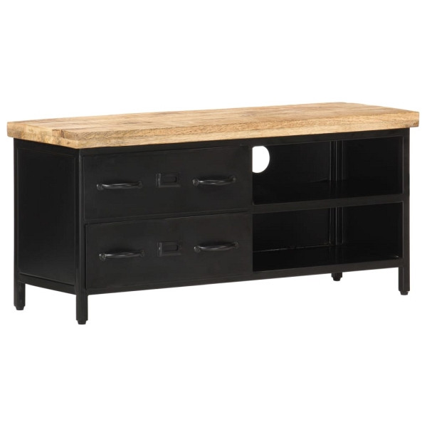 vidaXL TV-Schrank 90x30x41 cm Raues Mangoholz, Schwarz, 320662