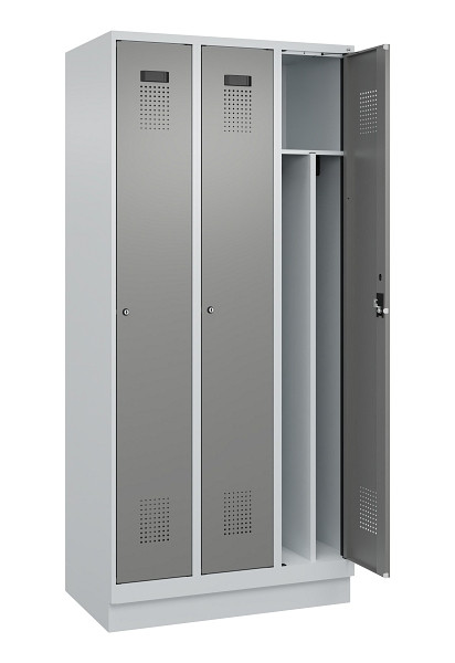 C+P Spind Evolo PLUS, mit Sockel, 3 Abteile, 1950x900x500mm, 7035/0004, Verschluss Zylinderschloss, 049020-30F S10041