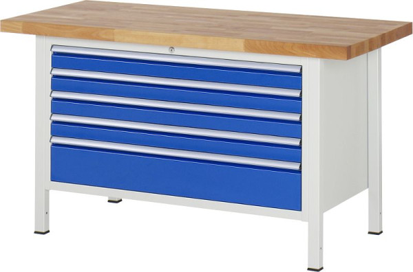 RAU Werkbank Serie 8000 - Modell 8368, B1500 x T700 x H840-1040 mm, Systemunterbau B1235 x T650 x H800-1000 mm, 03-8368A2-157B4H.11