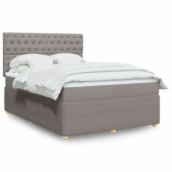 vidaXL Boxspringbett mit Matratze Taupe 160x200 cm Stoff, 3292118