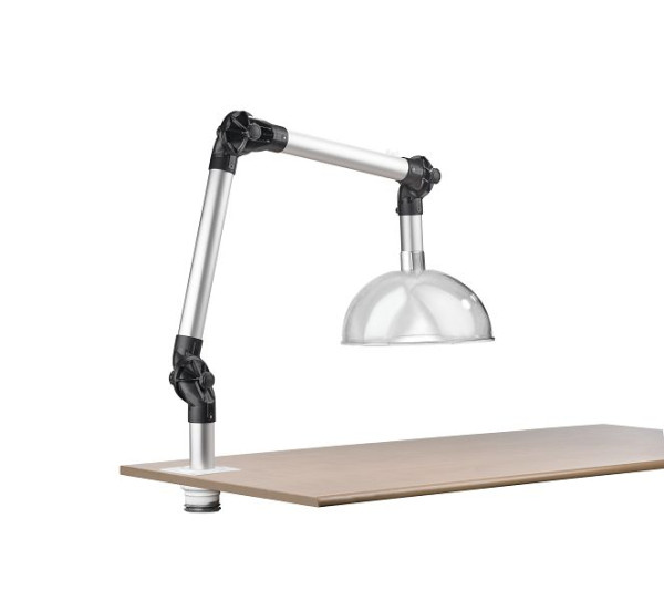 GEOVENT PERMA Arm 750mm, 3 Gelenke, weiß, ø76, mit Tischhalterung für Tischloch und Absaughaube ø380, Polycarbonat, 10-403HB+10-500A+10-416