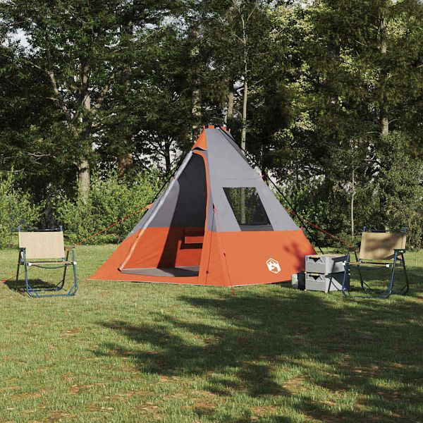 vidaXL Zelt mit Dach Grau und Orange und Schwarz 383 x 338 x 217 cm, 42001168