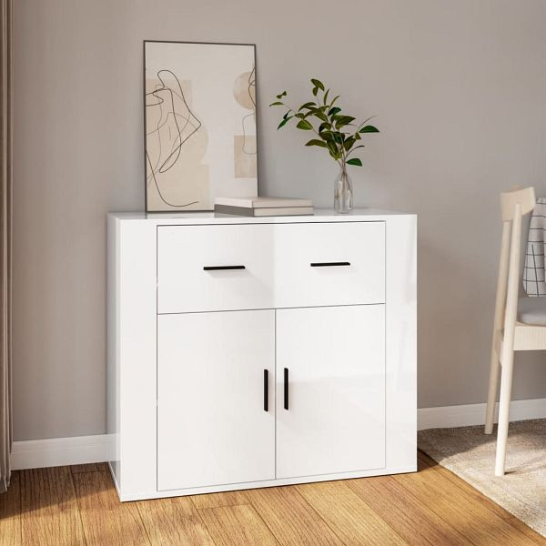 vidaXL Sideboard Hochglanz-Weiß 80x33x70 cm Holzwerkstoff, 816570