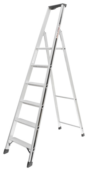 ALU-PRO Stufenstehleiter mit Plattform, 6 Stufen, Standhöhe 1,35 m, 7002606