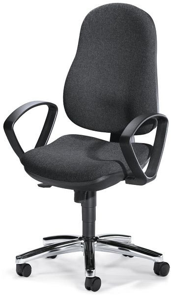 Deskin Bürodrehstuhl COMFORT I ohne Armlehnen, Fußkreuz verchromt, Bezug Stoff Basic G, Farbe anthrazit, 268226