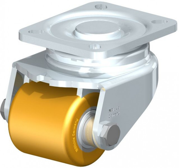 Blickle LH-VSTH 62K Stahlblech-Lenkrolle, Schwerlast-Ausführung, mit Anschraubplatte, Blickle Extrathane®, Hellbraun, 754647