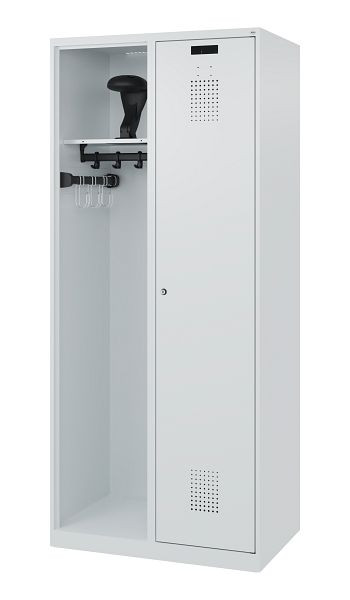 C+P Feuerwehrspind Evolo, Modell KOMBI, 2 Abteile, H1850xB800xT500 mm, Lichtgrau, Helmhalter, 0494015-16 S10003