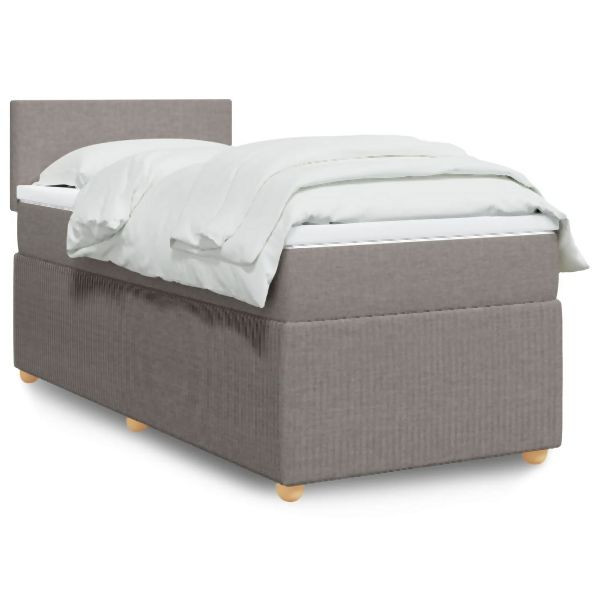 vidaXL Boxspringbett mit Matratze Taupe 100x200 cm Stoff, 3289664