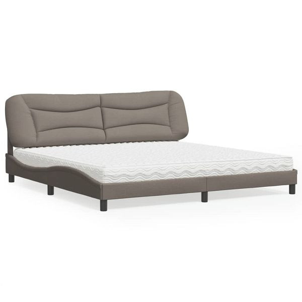 vidaXL Bett mit Matratze Taupe 200x200 cm Stoff, 3208559