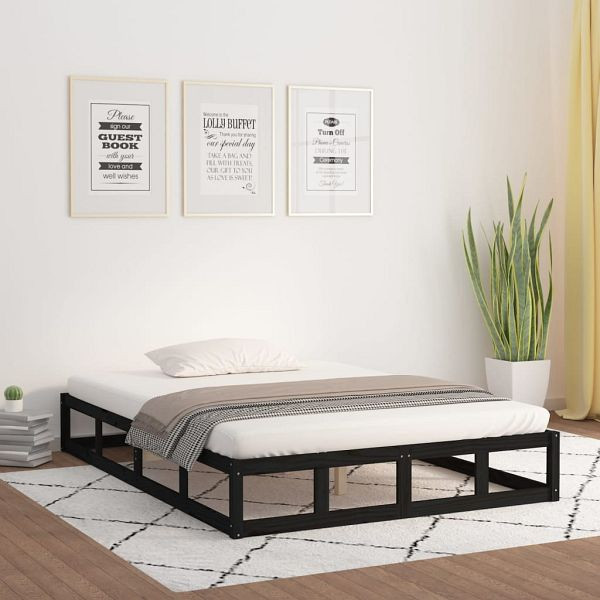 vidaXL Massivholzbett Schwarz 120x190 cm, Material des Bettgestells: Massives Kiefernholz, 820835