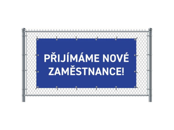 Showdown Displays Zaun-Banner 200 x 100 cm Wir Stellen Ein Tschechisch Blau, FBG200-100-I757