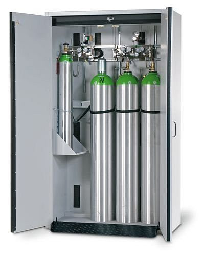 asecos Gasflaschenschrank feuerbeständig G30, 4 x 50 l Flaschen, B 1200 mm, 2-flügelige Tür, grau, 117004
