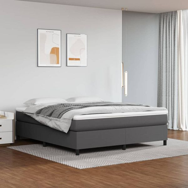 vidaXL Boxspringbett mit Matratze Grau 160x200 cm Kunstleder, 3144618