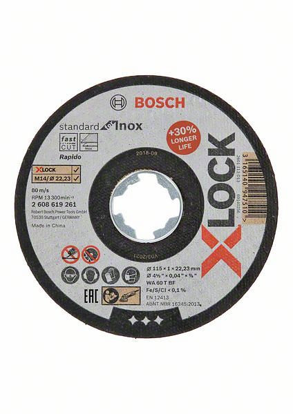 Bosch Trennscheibe X-LOCK gerade Standard for Inox WA 60 T BF, 115 x 1 mm, VE: 25 Stück, 2608619261