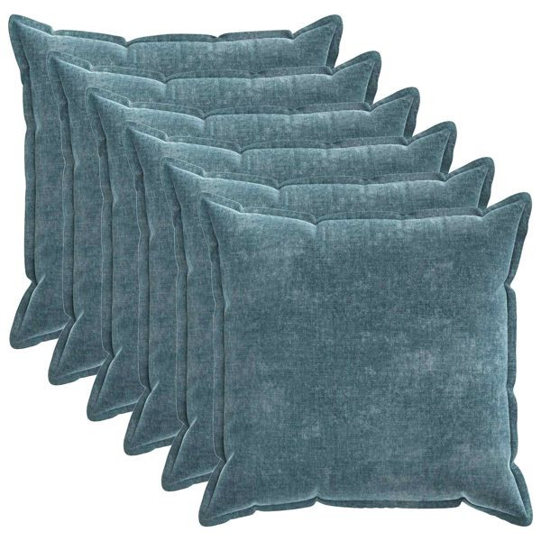 vidaXL Kissenbezug 6 Stk. HOUTEN Blau 80 x 80 cm Chenille-Stoff, 921684