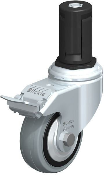 Blickle LKRA-VPA 80K-11-FI-FA-ER15 Apparate-Lenkrolle mit Expander & Feststeller, Vollgummi, Grau, 848106