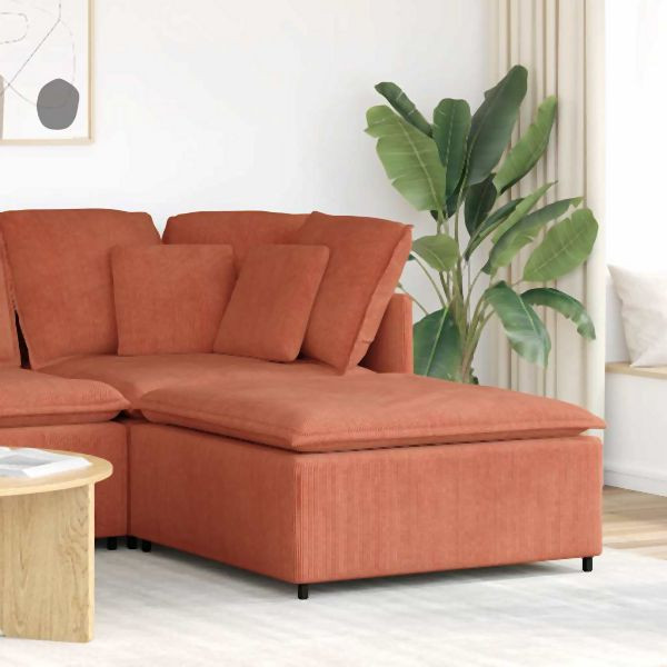 vidaXL Modulares Sofa Fußhocker-Modul Rot Orange 100x100x48 cm, 4104504