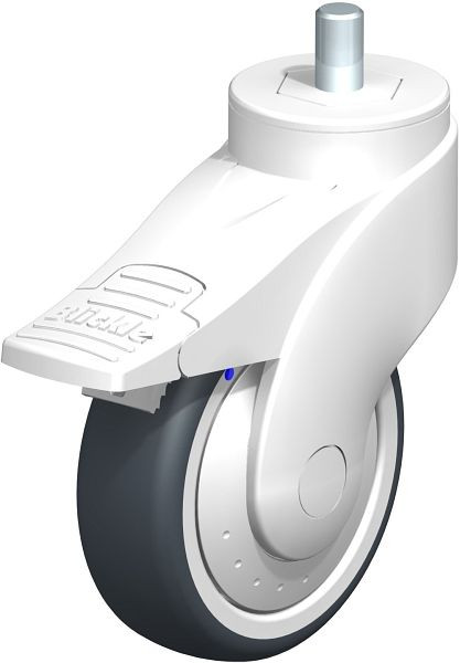 Blickle LWKX-TPA 101XK-FI-FK-GSX12 Kunststoff-Lenkrolle WAVE, rostfrei, mit Gewindestift & Feststeller, Thermoplastisches Gummi-Elastomer, Grau, 744707