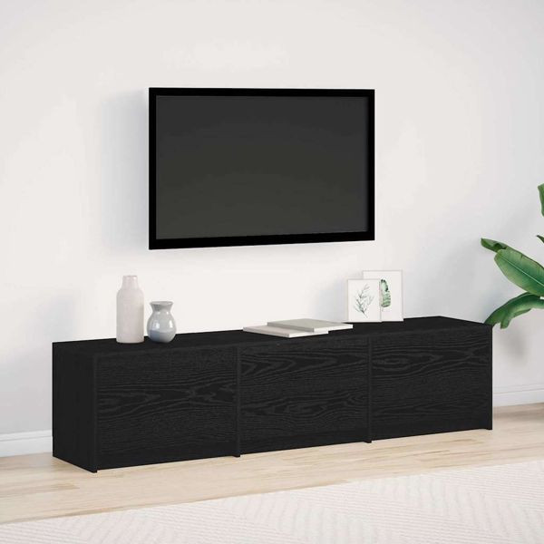 vidaXL TV Schrank mit LEDs Schwarz Eichen-Optik 162 x 34 x 40 cm, 3418721