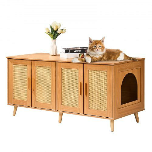 VEVOR Katzentoilette Katzenklo Schrank Katzenschrank 1,19x0,5x0,55m Holzfarbe, JSDMMSPWQ472W1G51V0