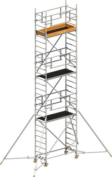 Layher Gerüst Uni Leicht P2 SAFETY PLUS mit Doppelgeländer und Gerüststützen, Max. Plattformhöhe: 6,10 m, 1423226