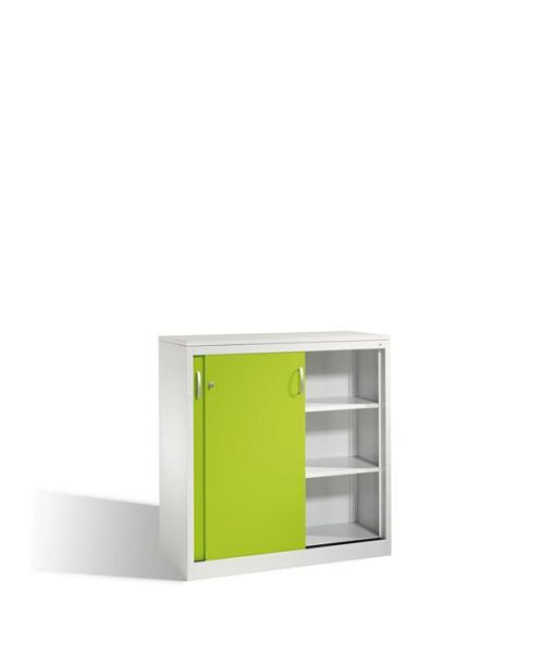 C+P Sideboard mit Schiebetüren Acurado, H1200xB1200xT500mm, Farbe: Lichtgrau / Viridingrün, Bügelgriff, 3 OH, 2057-1200 S10250